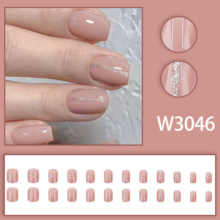 Bare color cat-eye ultra-gleaming powder nail polish design