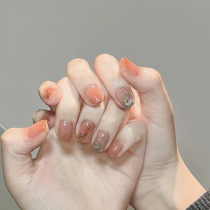Soft pink little heart nail art