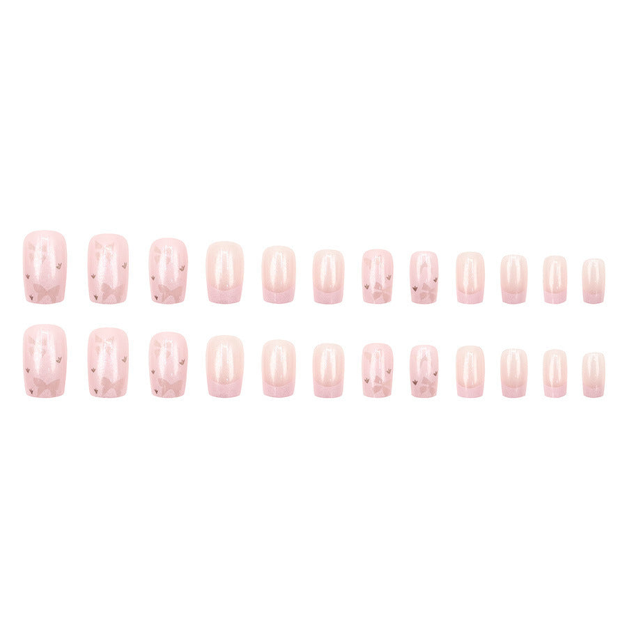 Shimmering fine glitter sweet bow-shaped nail art