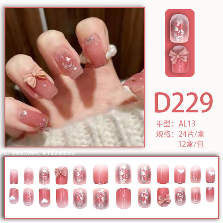 Mid-length sweet bow-shaped nail art