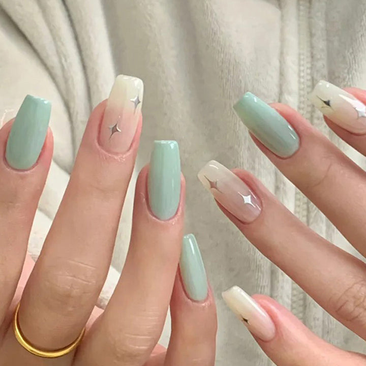 Peppermint green and mint green manicure