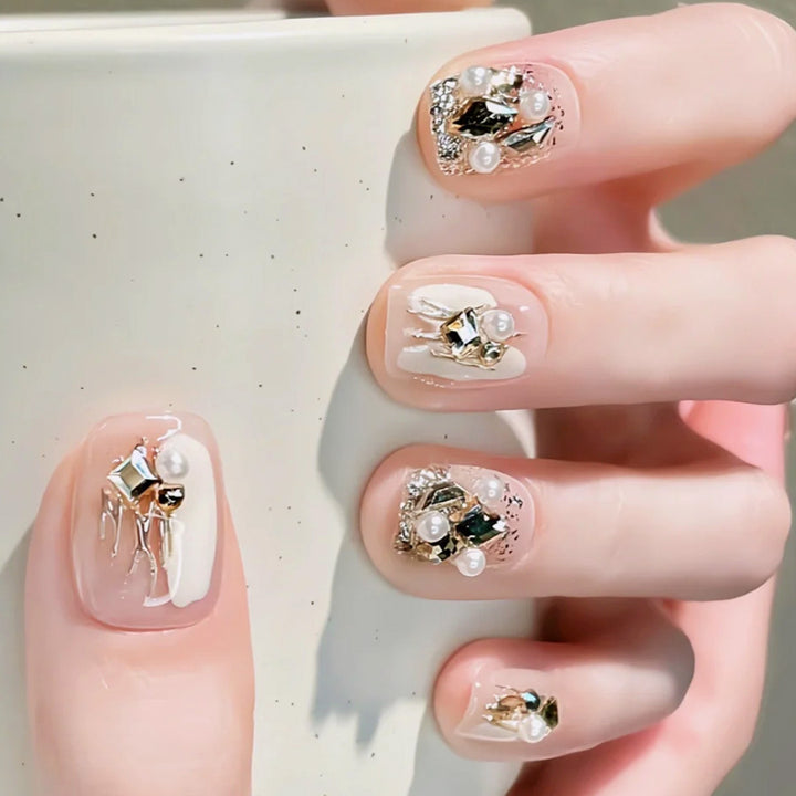 Shiny sequin pearl and diamond nail polish