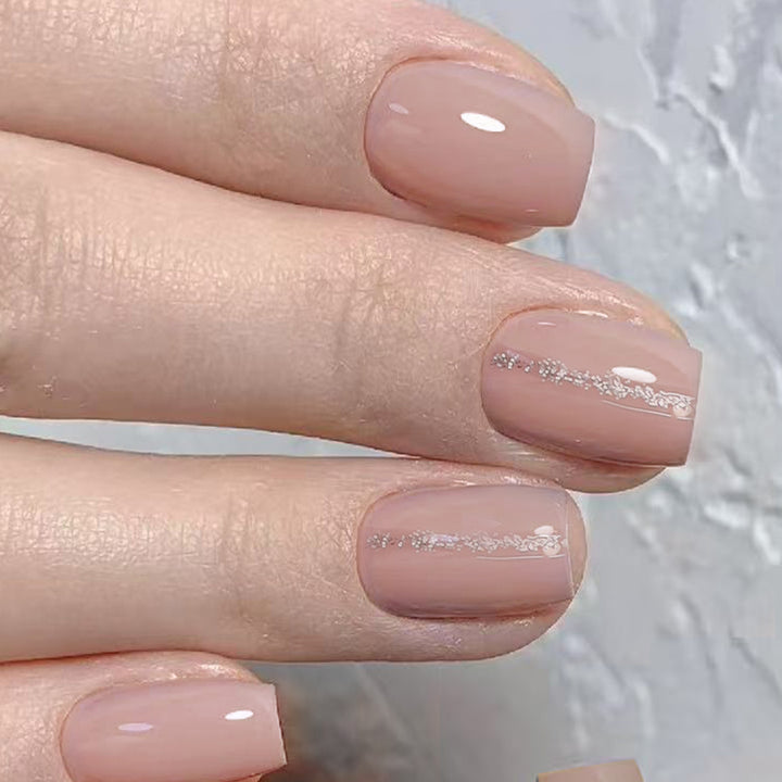 Bare color cat-eye ultra-gleaming powder nail polish design
