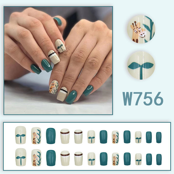 Lake green cute animal nail polish