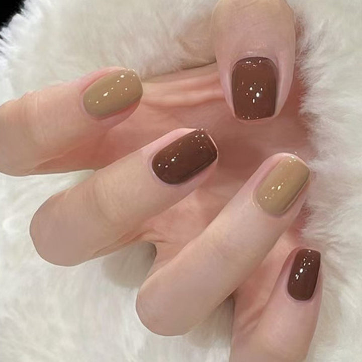 High-end texture and atmosphere mocha brown manicure
