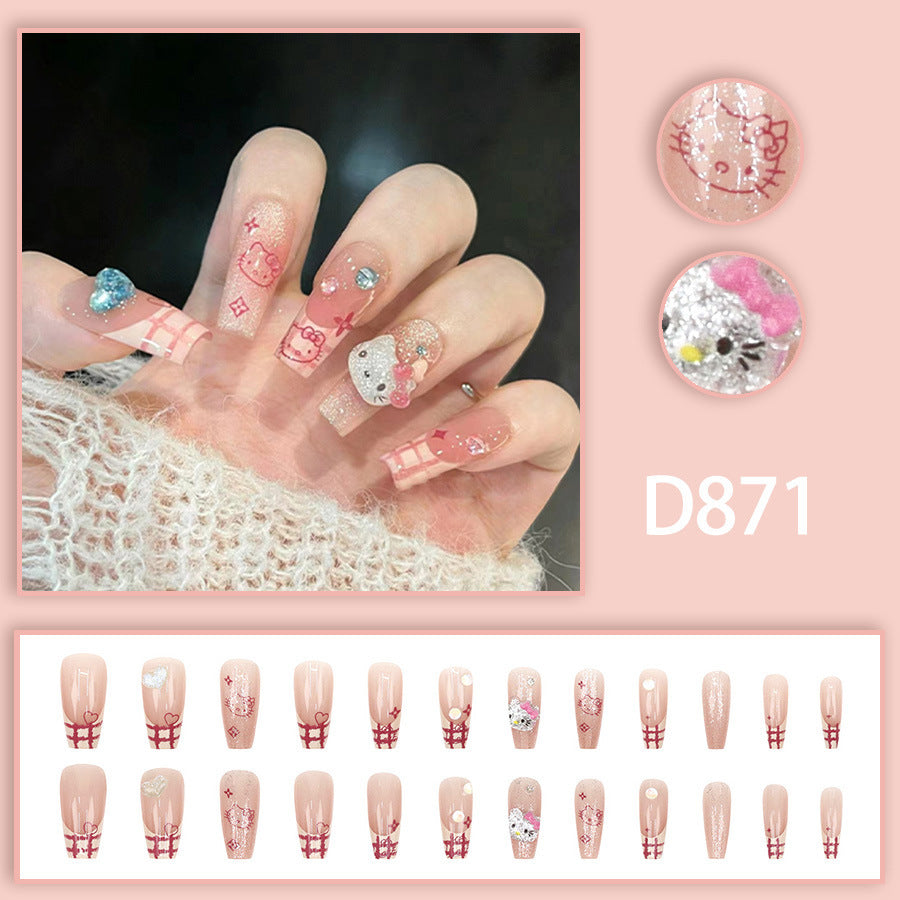 Cute three-dimensional cat patterned with polka dots, crystal, small dewdrops, sweet and cool.