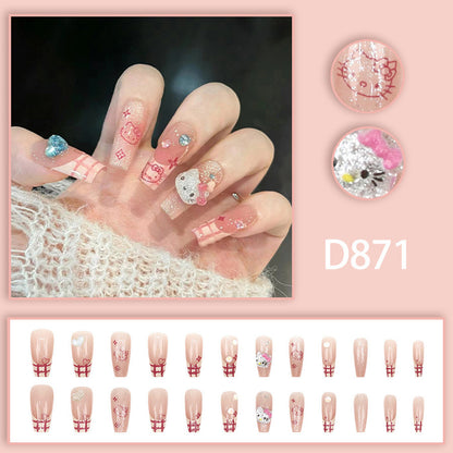 Cute three-dimensional cat patterned with polka dots, crystal, small dewdrops, sweet and cool.