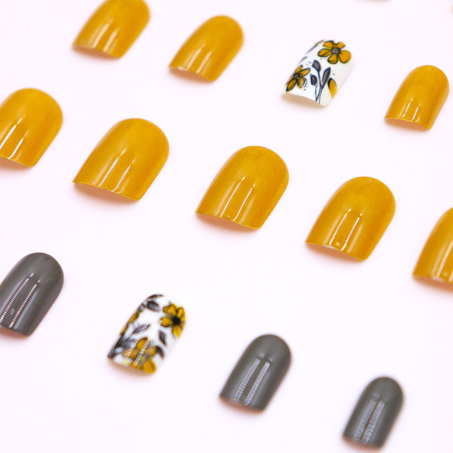 Vintage-style floral brown and coffee nail polish