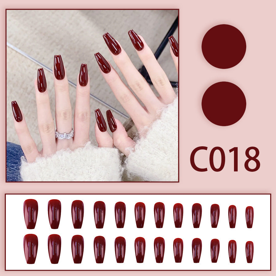 Pure red long-style sexy and alluring nail art