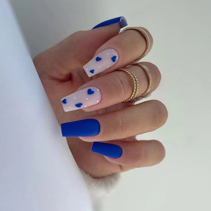 Blue heart nail polish in cool color palette
