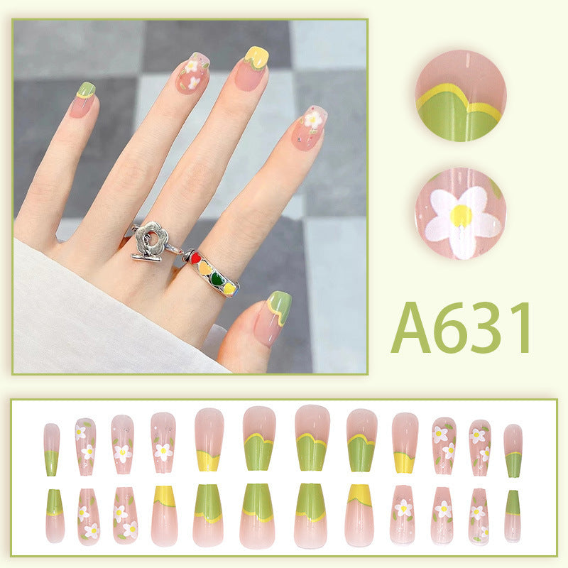 Floral, creamy, yellow, tender, green, sweet, adorn the nails