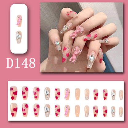 Pink rabbit glittering diamond style heart-shaped nail polish