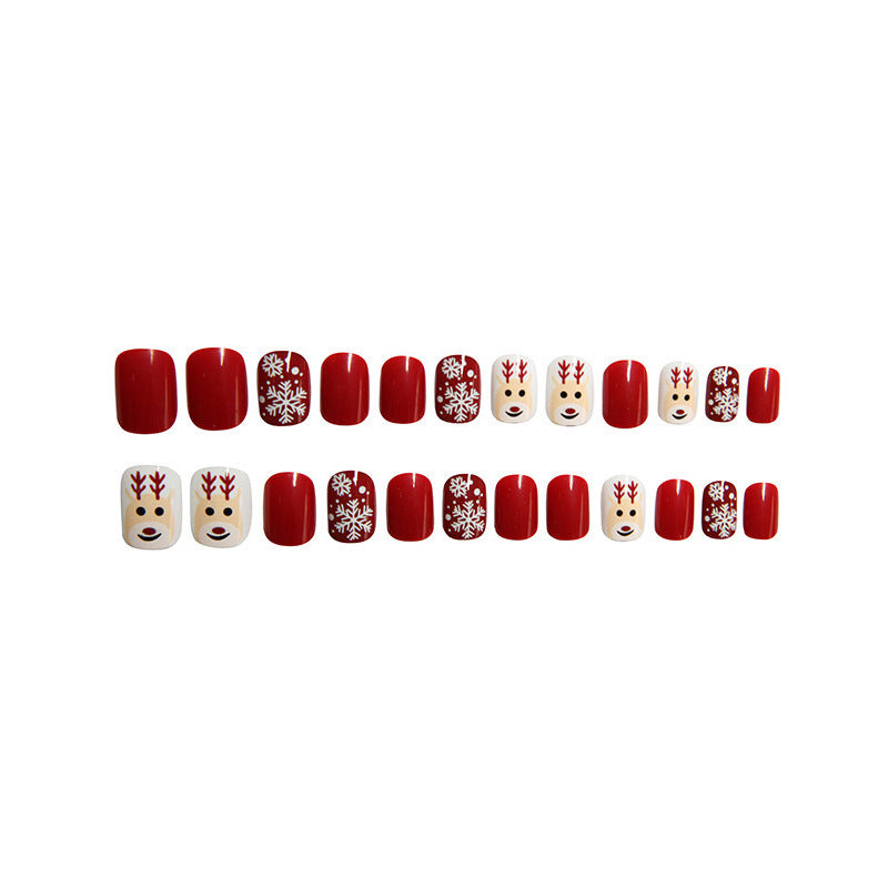 Christmas-themed moose cartoon nail art set