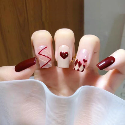 Diamond-shaped line heart-shaped personalized nail art