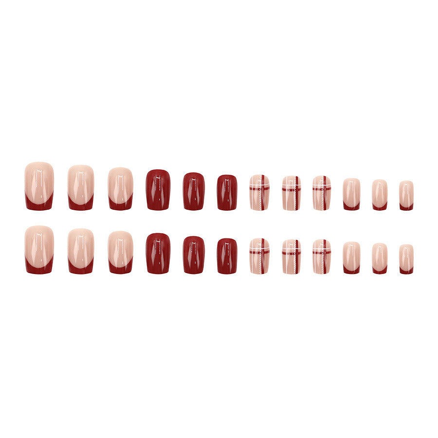 Simple texture checkered high-end beauty nails