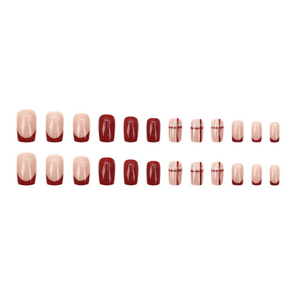 Simple texture checkered high-end beauty nails
