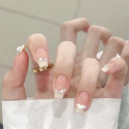Pearl heart-shaped diamond jewelry for attaching to nails