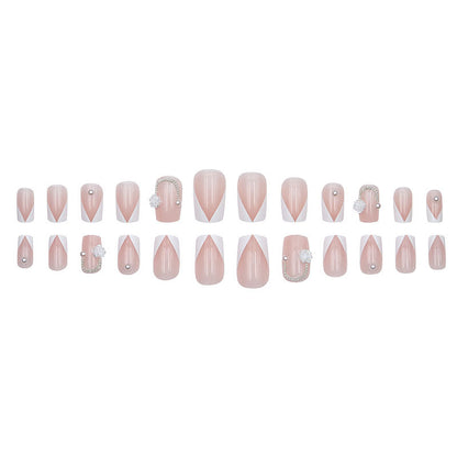 Camellia flower chain pearl manicure