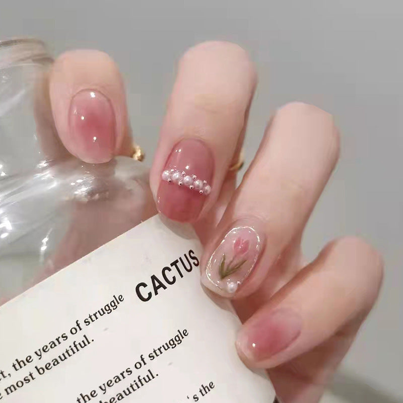 Diamonds shining, luxurious and cute, lovely student-style flower nail art