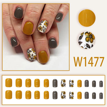 Vintage-style floral brown and coffee nail polish