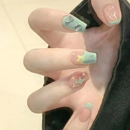 Dopamine Girl Star Heart Nail Art