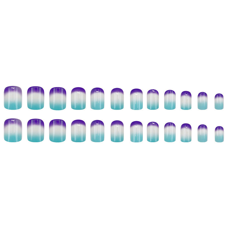 Fashion blue and purple gradient nail stickers - trendy nail art inspired by the "In Style" trend