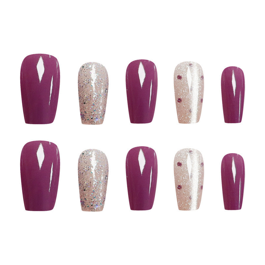 Romantic purple polka dot cat eye nail art
