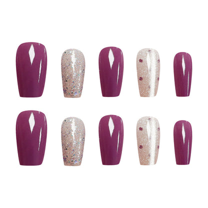 Romantic purple polka dot cat eye nail art