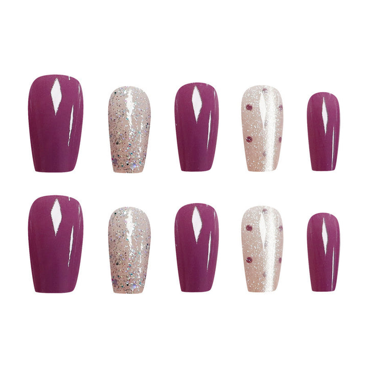 Romantic purple polka dot cat eye nail art