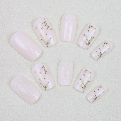 Ins-style elegant leaf-shaped high-end manicure