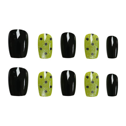 Polka dot green apple splash color cat eye nail polish