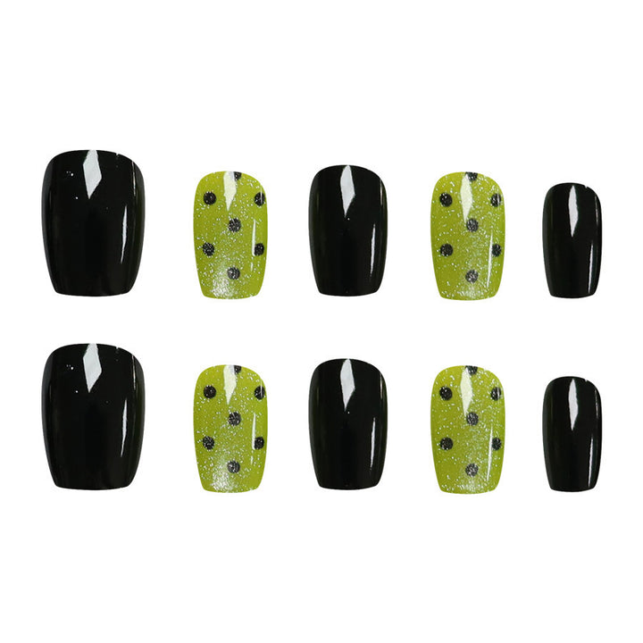 Polka dot green apple splash color cat eye nail polish