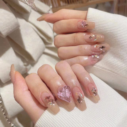 Starlight temperament heart-shaped burst diamond style manicure