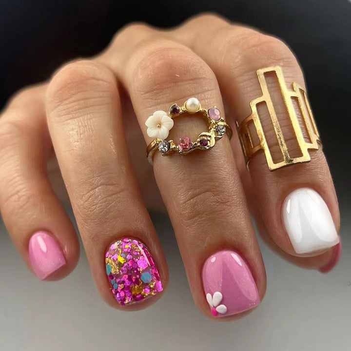 Cute pink and sweet nail decoration