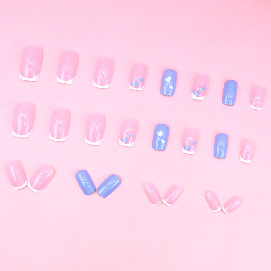 Simple pink heart nail art