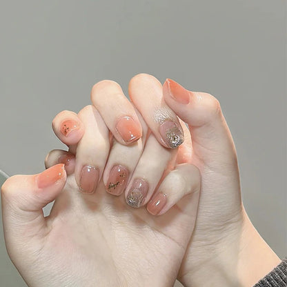 Soft pink little heart nail art