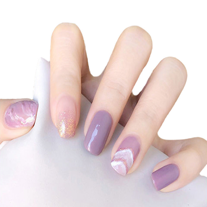 Simple and unique purple wavy nail art