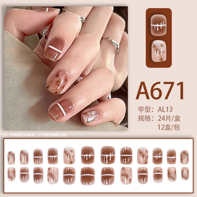 Ins-style white lines high-end and personalized nail art