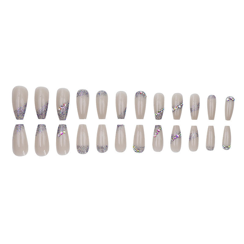 Sophisticated and sexy nude diamond style personalized manicure
