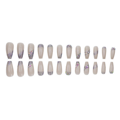 Sophisticated and sexy nude diamond style personalized manicure