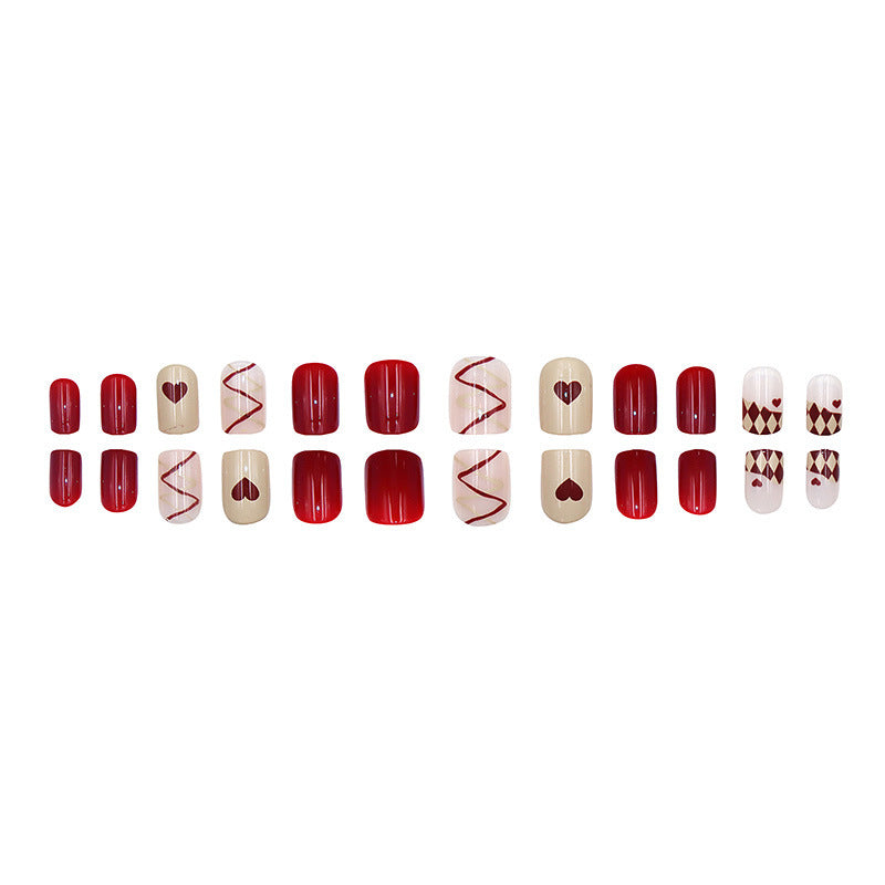 Diamond-shaped line heart-shaped personalized nail art