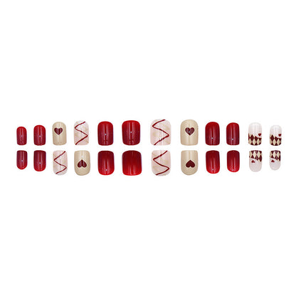 Diamond-shaped line heart-shaped personalized nail art