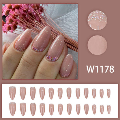 Teenage girl's glittery, sweet, pure color, simple and elegant IN style personalized nail art