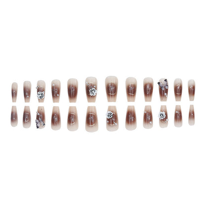 Long-style camellia butterfly manicure