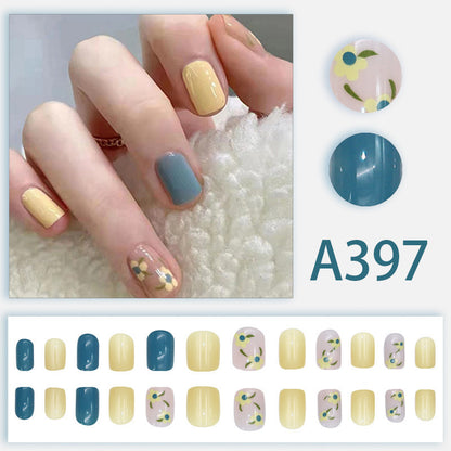 Printed pair-of-doves color manicure