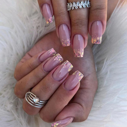 Shimmer powder sweet style manicure