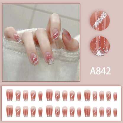 Red diagonal line glitter nail polish
