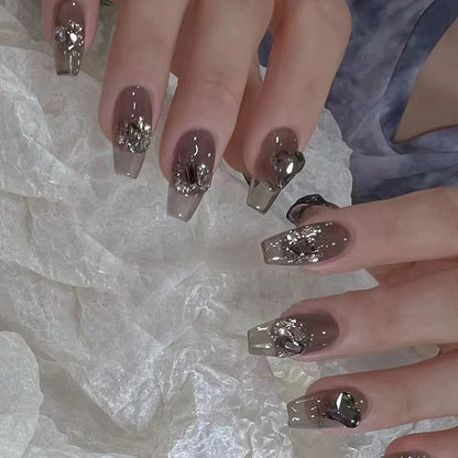 Dark diamond design heart-shaped flashing nail polish