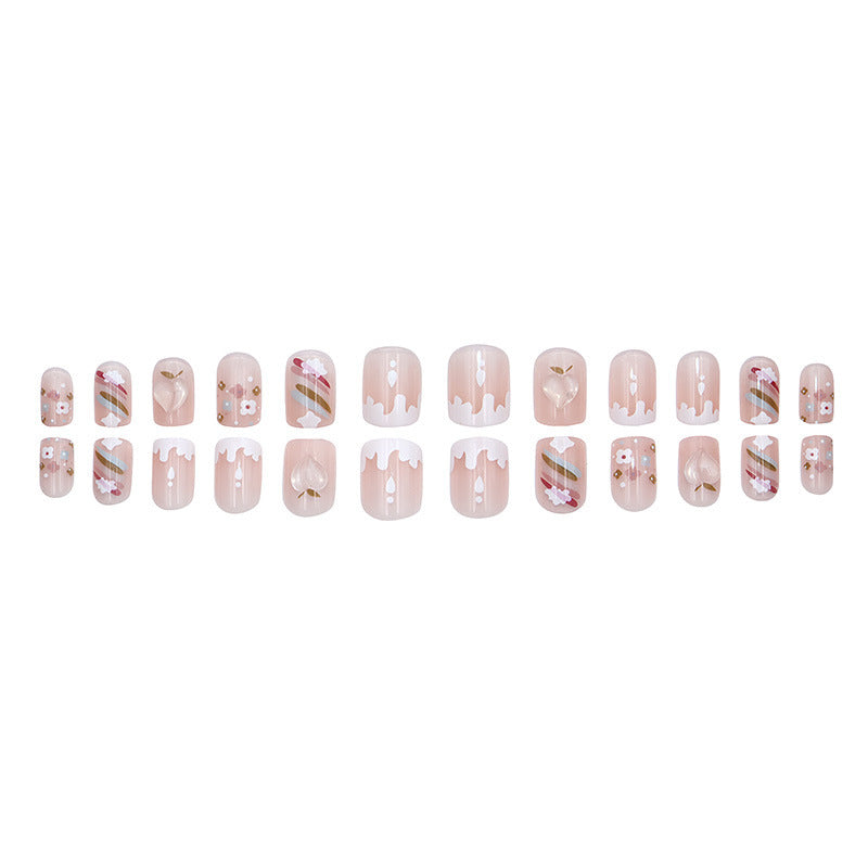 Rainbow Clustered Peony Nail Art