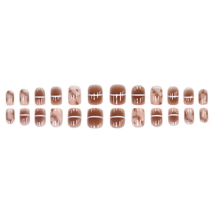Ins-style white lines high-end and personalized nail art